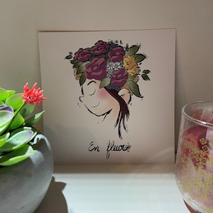 ilustración chica con flores