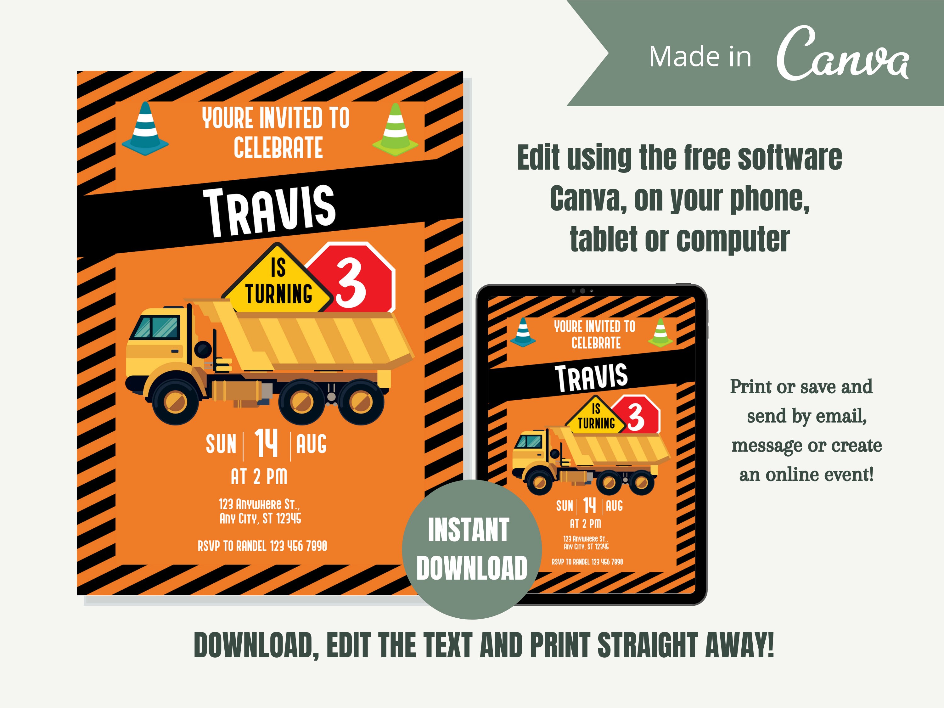 Invitations & Announcements Paper & Party Supplies Editable