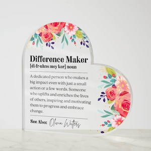Difference Maker Gift Plaque Thank You Gift Employee Gift Custom Retirement Gift Teacher Gift Coworker Gift Appreciation Gift