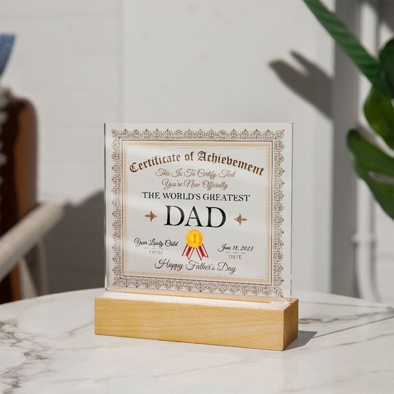World&#39;s Greatest Dad Acrylic Plaque, Fathers Day Gifts, Personalised Gift for Dad from Daughter, Unique Fathers Day Acrylic Plaque Gift