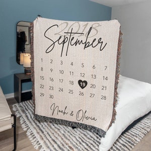 Custom Wedding Woven Blanket Gift, Personalized Cotton Anniversary Gift, Woven Throw with Names, Engagement Keepsake for Couples, Newlyweds