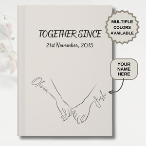 Custom Holding Hands Heart Personalized Journal, Couples Gift, Personalized Couples Gift Anniversary, Anniversary Gift, Valentines Day Gift
