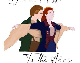 Cartel imprimible del Titanic / Jack & Rose / A las estrellas / Kate Winslet / Leonardo Di Caprio / impresión de amor San Valentín / San Valentín romántico