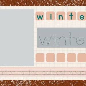 Palabras de invierno imprimibles de 3 letras, actividad de reconocimiento y formación de letras, recursos de aprendizaje en casa de libros ocupados para niños pequeños y preescritores.