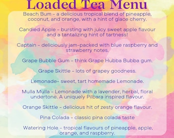 Loaded Teas - Various flavours, ready to go sachets, caffeine hit, sugar free, carb free, mum life, workout treat, DIY, Energy, Lifted Tea