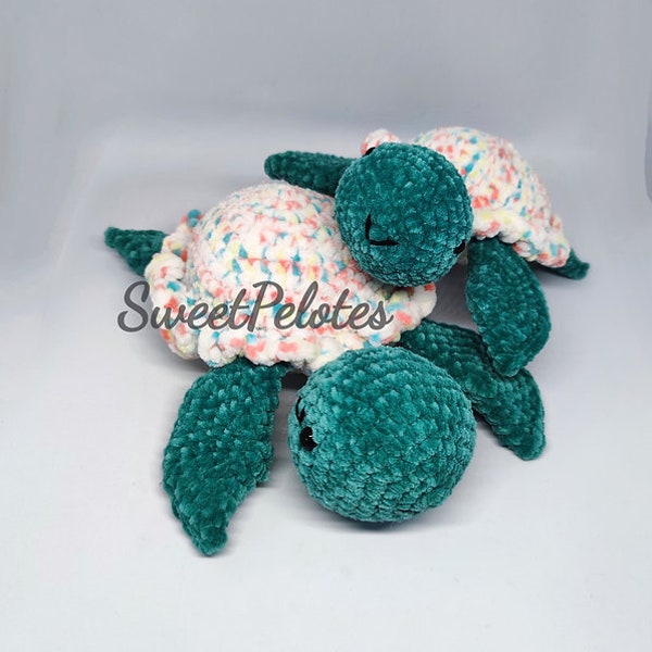 Soft toys Duo LuLu Turtle Green Crochet 100% Wool Soft Velvet - Cute Ideal Gift Child - Handmade - French Manufacture