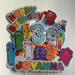 Décoration de gâteau et décorations pour cupcakes * Inspired * Number Blocks. Fait au Royaume-Uni