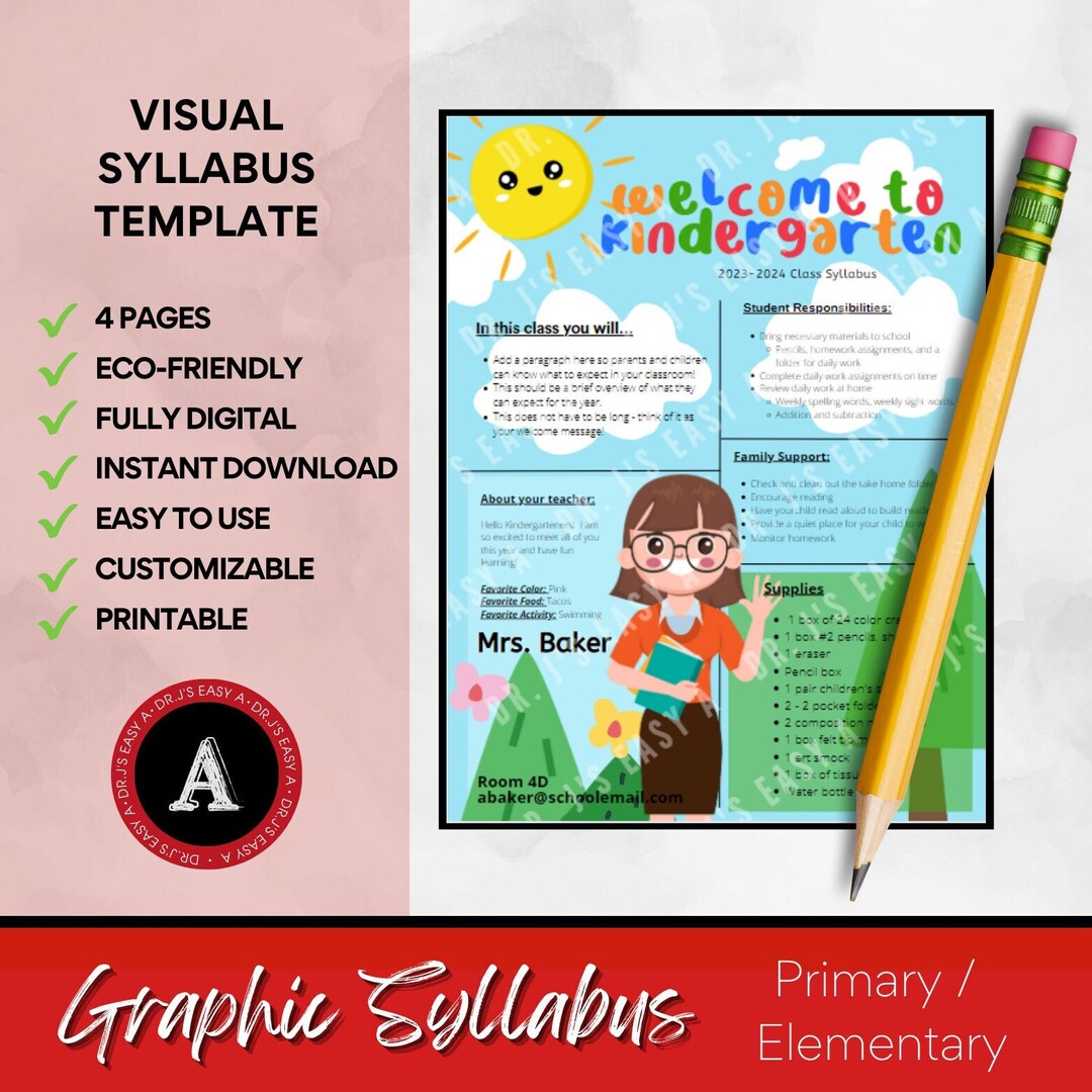 Editable Class Syllabus Visual Syllabus Template Templates Etsy