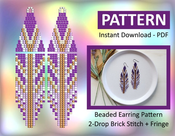 Brick Stitch Earring Pattern, Beaded Fringe Earring, DIY Earring
