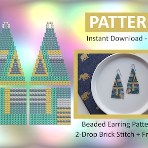 Seed Bead Fringe Earring PDF Pattern, Brick Stitch Pattern, Modern Beadwork Pattern, Abstract Beaded Earring Pattern, DIY Jewelry