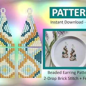 Brick Stitch Earring Pattern, Beaded Earrings PDF Pattern, DIY Earrings, Earring Pattern PDF, Seed Bead Pattern, Abstract Earring Pattern