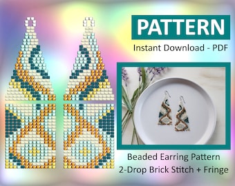 Brick Stitch Earring Pattern, Beaded Earrings PDF Pattern, DIY Earrings, Earring Pattern PDF, Seed Bead Pattern, Abstract Earring Pattern