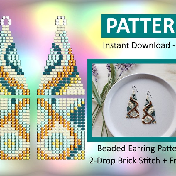 Brick Stitch Earring Pattern, Beaded Earrings PDF Pattern, DIY Earrings, Earring Pattern PDF, Seed Bead Pattern, Abstract Earring Pattern