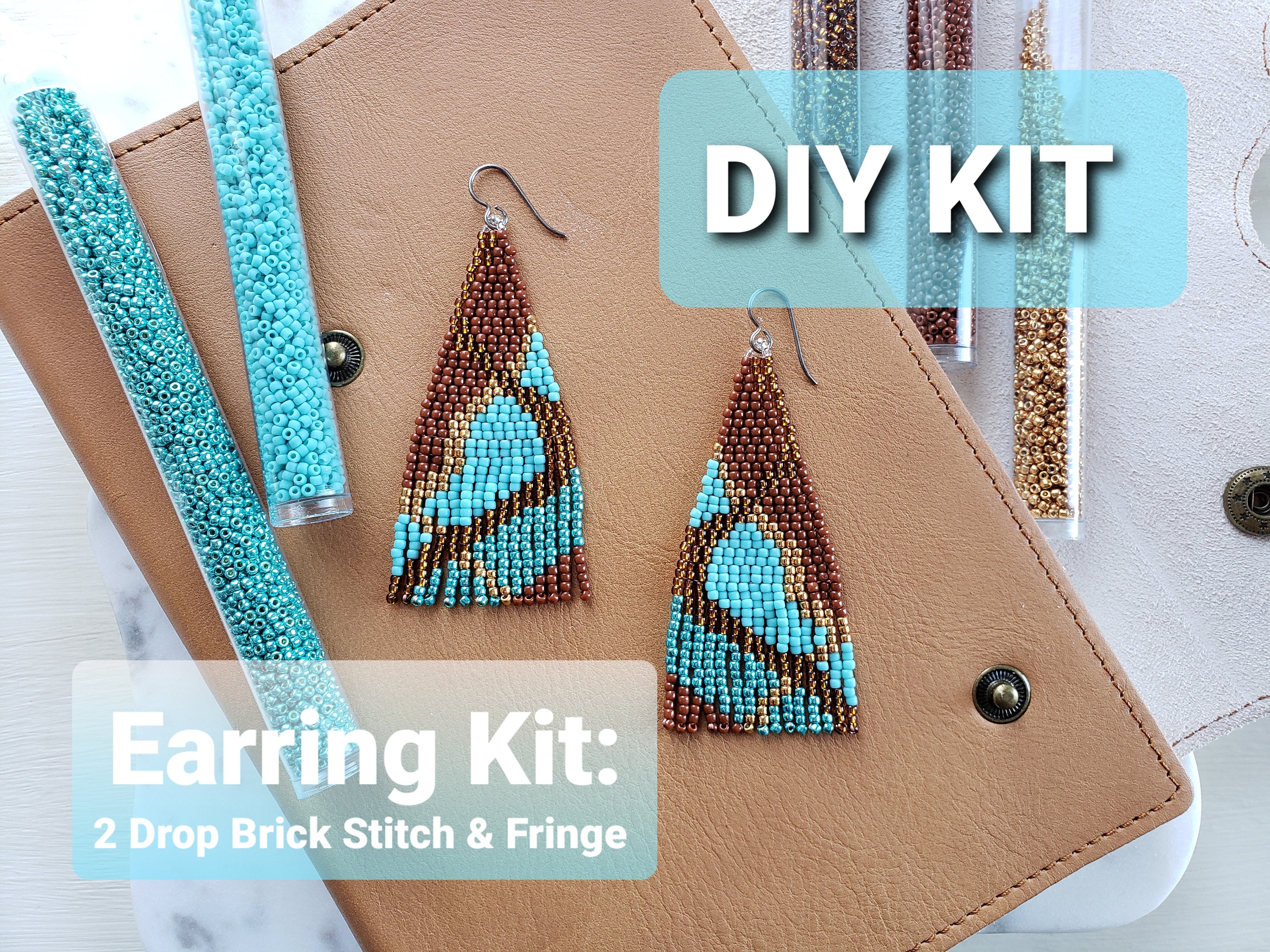 Beaded Earring Kit, Drop Brick Stitch Beaded Fringe Earring