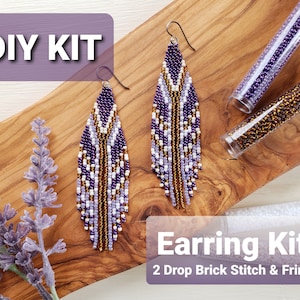 Ziegel Stich Perlen Fransen Ohrring Kit, DIY lange baumelnde Perlen Ohrringe Kit, Rocailles Schmuck Kit, moderne Perlen Geschenk Hobby Projekt