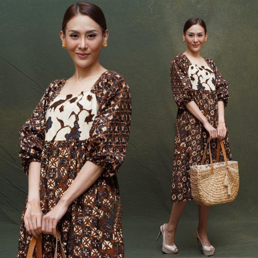 batik ladies dress Women's Sarramor Exclusive Design Mpyur Dagel Ethnic Midi Dress Ecom Style:ADAE213439