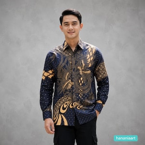 Brawijaya Mens Batik Shirt Long Sleeve Indonesian Cotton Formal Wear