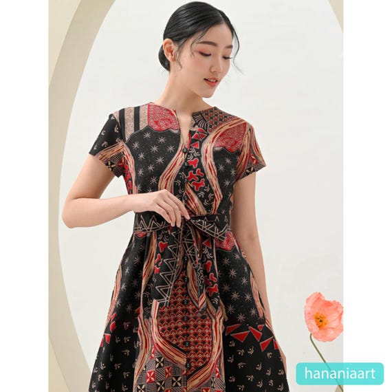 cotton batik dress Batik Midi Dress