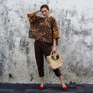 Trimurti Series Women&#39;s Batik Set Exclusive Phoenix Design, Women Blouse set, Batik Blouse, Blouse For Women, Women Pants, Women Set