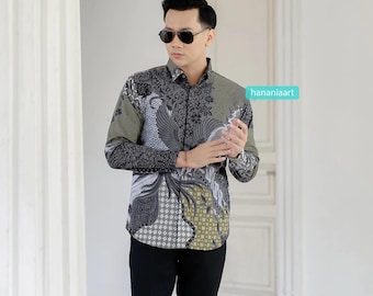 Sendang Dewangga Camisa Batik de manga larga para hombre, Batik de hombre, Camisa Batik de hombre, Camisa de hombre, Batik de hombre, Batik de manga larga