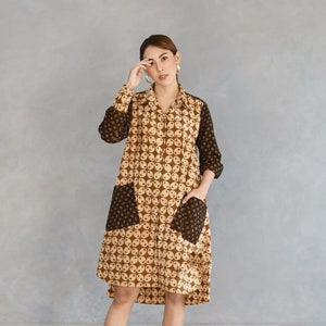 Lissa Series New Oversized Women&#39;s Batik Shirt, Batik Dress, Boho Dress, Ethnic Dress, Midi Dress