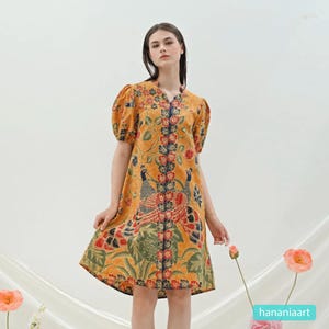 Nandini Eiko Loose Batik Print Dress – Elegant And Comfortable, Women Dress, Boho Dress, Bohemian Dress,  Ethnic Dress, Batik Dress