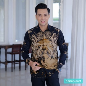 Marmer Elegance Premium Long-Sleeve Batik Shirt in Brown for Men Sendang Batik Collection, Men Batik Shirt, Men Shirt, Batik Shirts