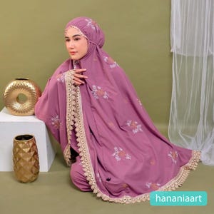 Zain Adult Prayer Dress Cotton with Embroidered Corla Bloom, Prayer Dress, Mukena, Prayer Set, Prayer clothes