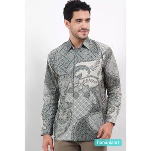 Aldric Green Elegance Krisna Batik Cotton Shirt, Men Batik, Men Batik Shirt, Men Shirt