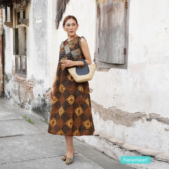 white christmas dresses Women's Batik Midi Dress - Artistic Heritage