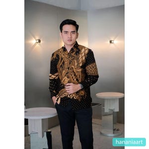 Narendra Brown Long Sleeve Shirt for Men – Classic Modern Style, Men Batik, Men Batik Shirt, Men Shirt, Batik Shirts
