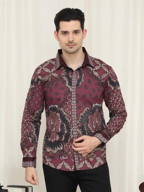 Stylish Modern Cotton Nuansa Batik Men's Long Sleeve Batik Shirt, Men  Batik, Batik, Men Batik Shirt, Batik Shirts