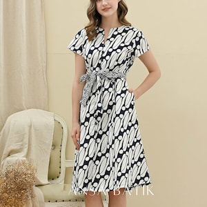 Traditional Indonesian Batik Nuansa Batik Midi Dress, Batik Dress, Batik, Boho Dress, Bohemian Dress,  Ethnic Dress