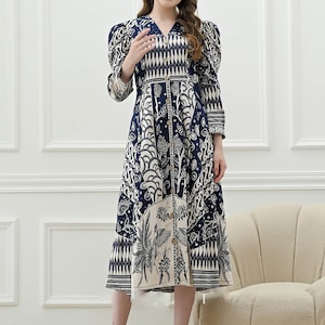 Exquisite Long Sleeve Batik Maxi Dress Nuansa Batik, Batik Dress, Batik, Boho Dress, Bohemian Dress,  Ethnic Dress