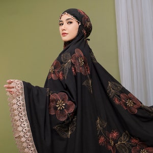 Zain Exclusive Cotton Prayer Set Lollipop Floral Embroidery, Women Prayer Set, Prayer Dress, Mukena, Prayer Set, Prayer clothes