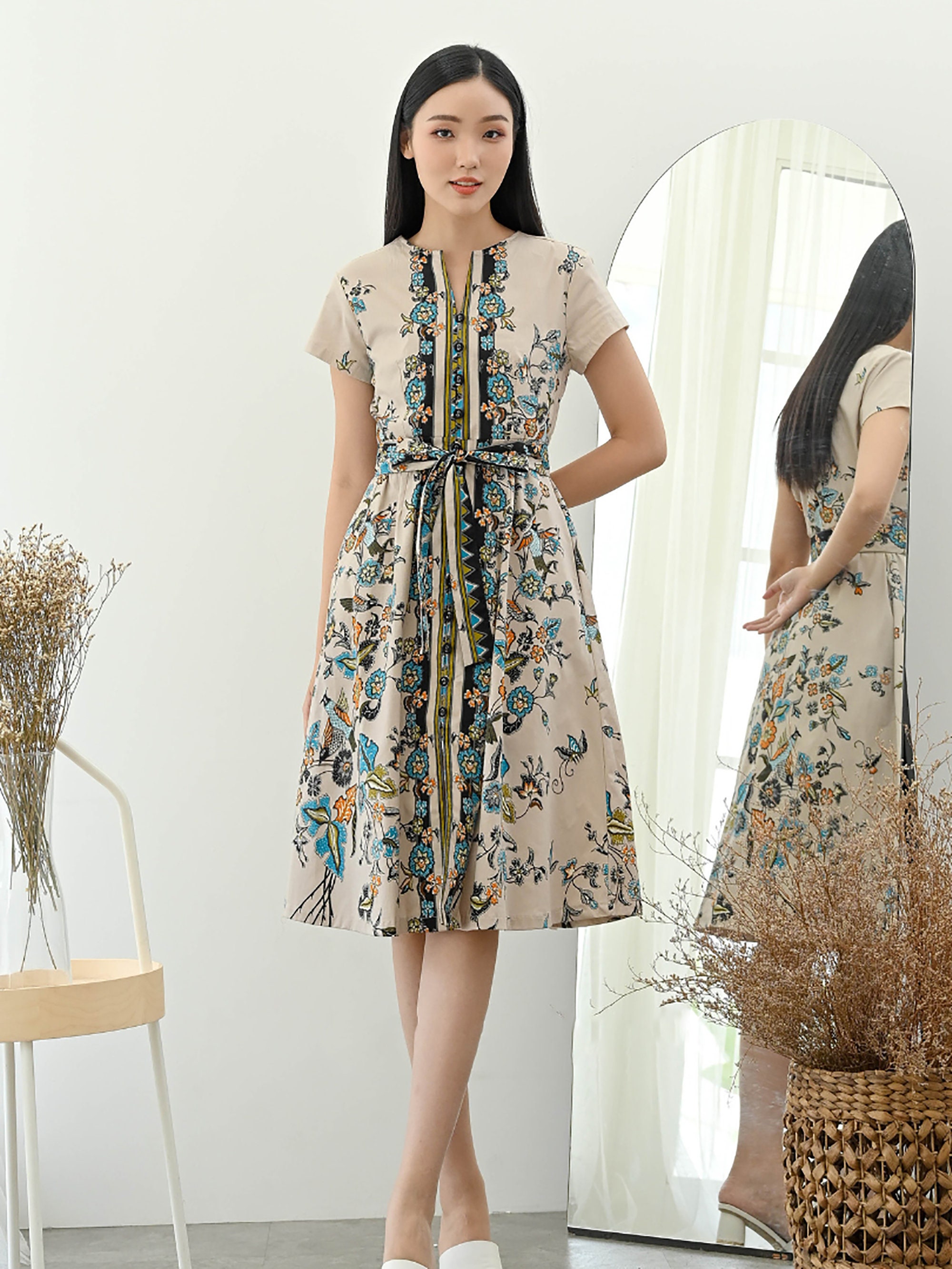 Midi Dress Batik Batik Modern Ladies Batik Dresses Batik Cotton Midi Dress   Modern