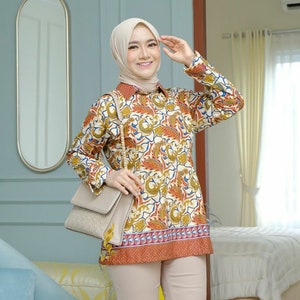 Kahiyang Long Sleeve Women&#39;s Batik Blouse, Women Blouse, Readymade Blouse, Batik Blouse, Designer Blouse, Blouse For Women