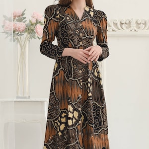 Exquisite Long Sleeve Batik Maxi Dress Nuansa Batik, Batik Dress, Batik, Boho Dress, Bohemian Dress, Ethnic Dress