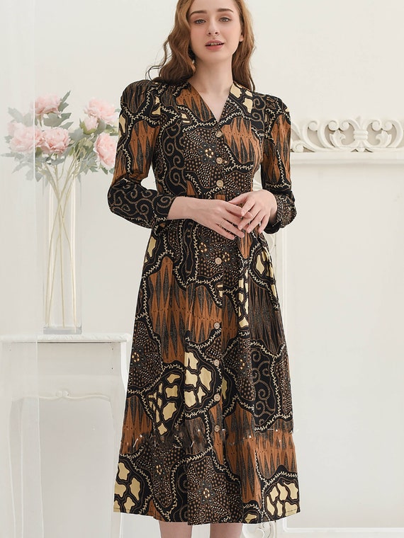 Exquisite Long Sleeve Batik Maxi Dress Nuansa Batik, Batik Dress, Batik,  Boho Dress, Bohemian Dress, Ethnic Dress