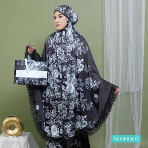 Zain Alesya 2in1 Silk Mukena Umarmung Gelassenheit in Stil mit unserem Erwachsenen Gebets Ensemble, Frauen Gebetsset, Gebetskleid, Mukena, Gebetsset