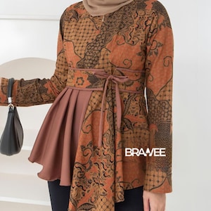 Brawee Ayunda Lasem Sogan Series Batik Blouse, Batik For Work, Batik Adiba, Women Blouse, Batik Blouse, Batik for Women
