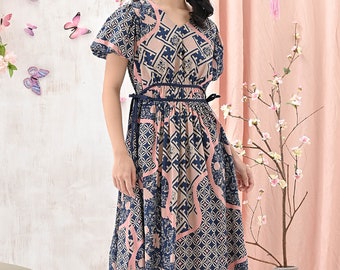 Vestido tradicional indonesio Batik Nuansa Batik Midi, vestido Batik, Batik, vestido boho, vestido boho, vestido étnico