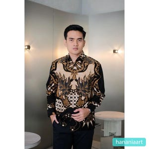 Sembodro Long Sleeve Modern Batik Shirt for Men, Men Batik, Men Batik Shirt, Men Shirt, Batik Shirts