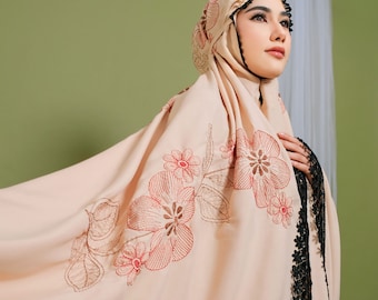 Conjunto de oración exclusivo de Zain de algodón con bordado floral de piruleta, conjunto de oración para mujer, vestido de oración, Mukena, conjunto de oración, ropa de oración