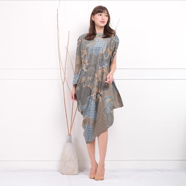 Asymmetric Kaftan Batik Dress, Batik Dress, Batik, Boho Dress, Bohemian Dress,  Ethnic Dress