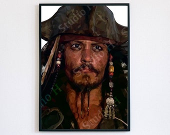 Captain Jack Sparrow Portrait - digital download print, printable art, digital listing, art print, wall art, downloadable print, home decor