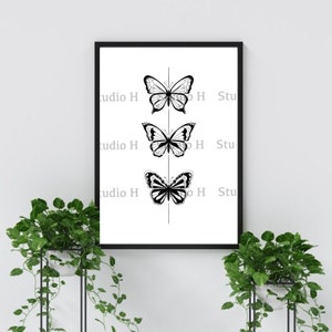 Butterflies - Trio 2 - digital download print, printable art, digital listing, art print, wall art, downloadable print, home decor, tattoo