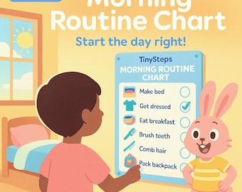 Kids Morning Routine Chart – Visual Schedule, Habit Tracker (Digital Download)