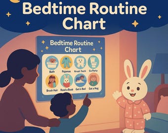 Kids Bedtime Routine Chart – Toddler Visual Schedule (Digital Download)
