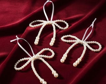 Pärlrosett Julgransprydnader – Handgjord pärlbroderad juldekoration